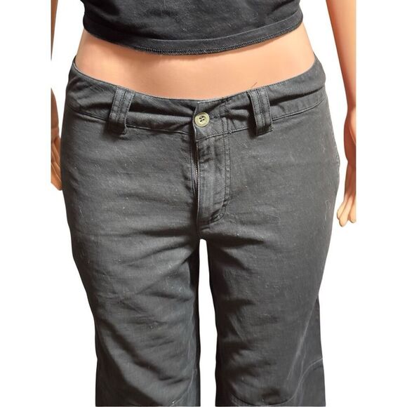 Women mid rise black cargo crop capris pants M - Picture 3 of 7